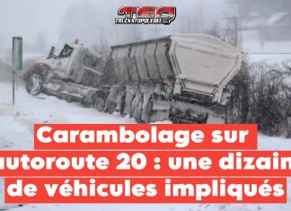 Carambolage sur l’autoroute 20 : une dizaine de véhicules impliqués près de Saint-Apollinaire Carambolage sur l'autoroute 20 impliquant des voitures et des camions.