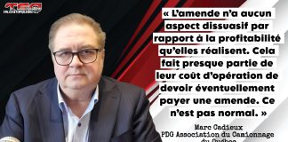 35 pages de recommandations contre le stratagème « Chauffeur Inc » et un an plus tard, toujours rien Marc Cadieux, PDG de l'Association du camionnage du Québec (ACQ), s'exprimant sur le stratagème des Chauffeur Inc. lors de la conférence de presse du 9 janvier 2025.