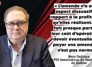 35 pages de recommandations contre le stratagème « Chauffeur Inc » et un an plus tard, toujours rien Marc Cadieux, PDG de l'Association du camionnage du Québec (ACQ), s'exprimant sur le stratagème des Chauffeur Inc. lors de la conférence de presse du 9 janvier 2025.