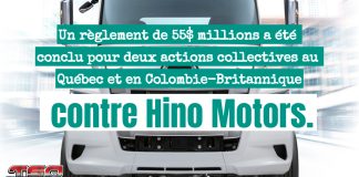 Recours collectif contre Hino Motors : indemnisation possible pour les propriétaires de camions Camion de Hino Motors concerné par l'action collective offrant une indemnité aux propriétaires admissibles.