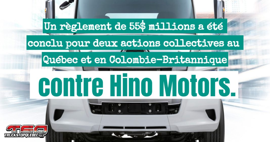 Camion de Hino Motors concerné par l'action collective offrant une indemnité aux propriétaires admissibles.