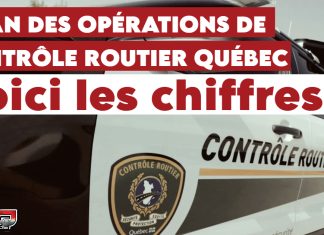Blitz de Contrôle Routier Québec : voici les résultats Image d'une voiture de CRQ pour annoncer les Résultats des opérations de contrôle fait par Contrôle Routier Québec.