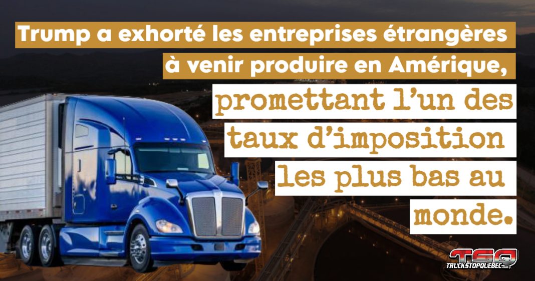 Site minier avec un camion en activité, illustrant la pression exercée sur les entreprises canadiennes face aux incitatifs fiscaux et aux menaces de tarifs de Trump pour attirer la production et les investissements aux États-Unis.