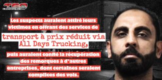 Un homme de Brampton accusé de vol de marchandises de plus de 1,5 million $ Un chef d’entreprise de Brampton arrêté après une fraude au transport ayant entraîné le vol de plusieurs remorques chargées de marchandises.