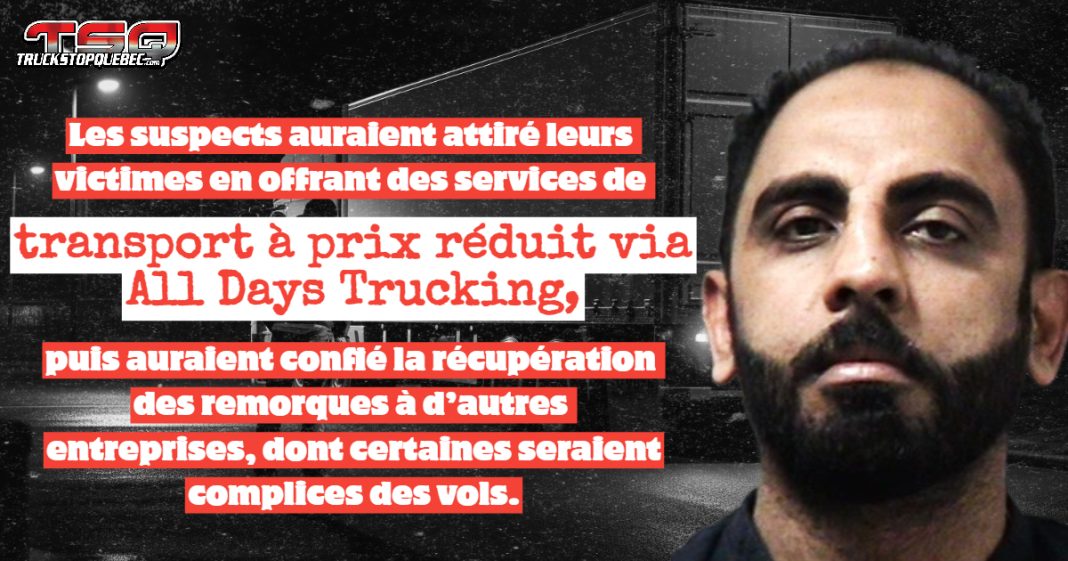 Un chef d’entreprise de Brampton arrêté après une fraude au transport ayant entraîné le vol de plusieurs remorques chargées de marchandises.
