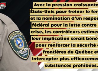 Les contrôleurs routiers du Québec réclament plus de moyens pour lutter contre le fentanyl Uniforme des contrôleurs routiers du Québec avec une partie de l’article sur l’image, illustrant leur demande de moyens renforcés pour lutter contre le trafic de fentanyl.