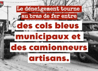 Châteauguay : tensions entre cols bleus et camionneurs artisans dans le déneigement Une opération de déneigement en cours à Châteauguay, marquée par des tensions entre cols bleus et camionneurs artisans.