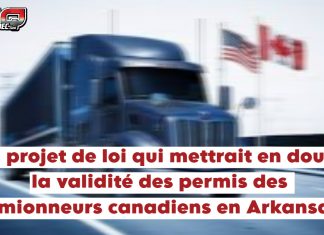 Projet de loi en Arkansas : ce que les camionneurs doivent savoir Un camion commercial roulant sur une route de l’Arkansas, au cœur des discussions sur le projet de loi 1569 et les visas de travail.
