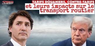 Transport routier et tarifs douaniers : une industrie face à l’incertitude Photo de Donald Trump et Justin Trudeau, illustrant les tensions commerciales et les négociations sur les tarifs douaniers entre les États-Unis et le Canada, qui auront un impact sur le transport routier nord-américain.