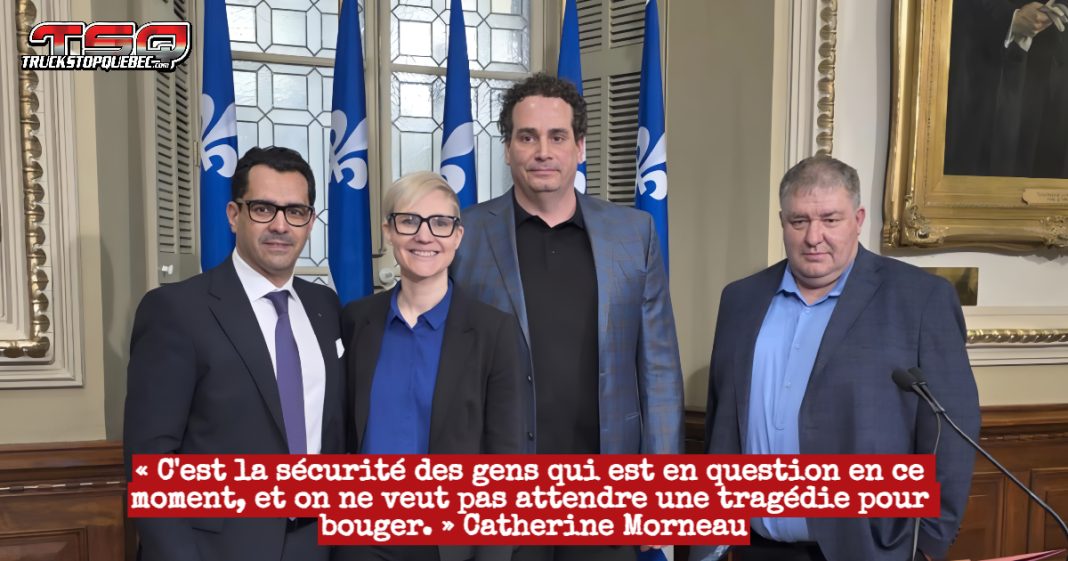 Monsef Derraji a déposé un projet de loi contre le stratagème Chauffeur Inc ce matin à l'Assemblée Nationale, en compagnie de Catherine Morneau, Jean-François Pagé et Marcus Deschênes.