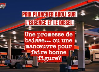 Prix plancher aboli : quel impact à la pompe pour l’essence et le diesel? Un camion se ravitaille en diesel dans une station-service au Québec, alors que le prix plancher vient d’être aboli pour ces deux types de carburants.