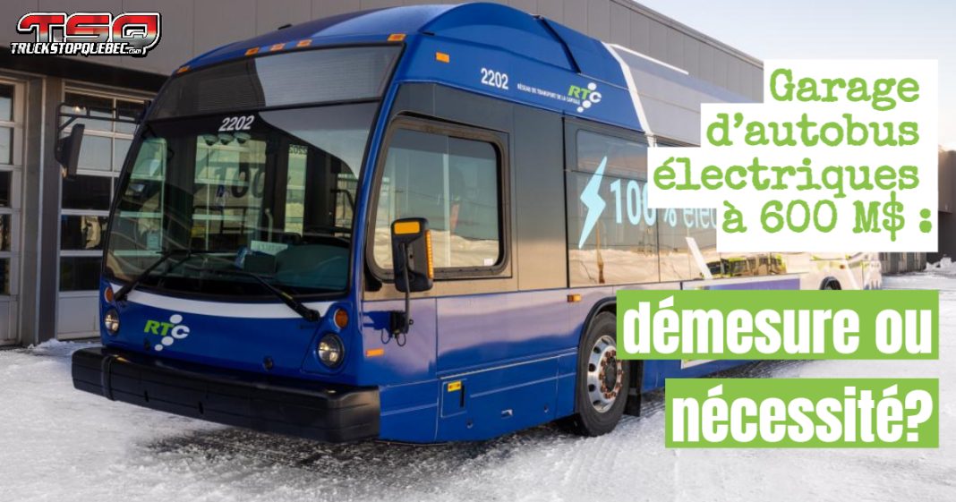 Autobus électrique, représentant le futur garage électrifié Newton du RTC.