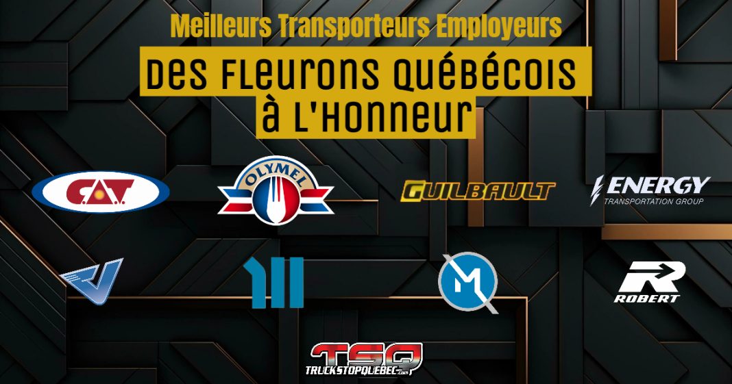 Logos des entreprises de transport québécoises reconnues comme meilleurs transporteurs employeurs. par Tucking HR Canada.