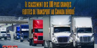Le classement des 100 plus grandes flottes de transport au Canada dévoilé Camions de transport sur la route, illustrant l’activité continue du transport routier au Canada, pour accompagner un article sur les plus grosses flottes de camionnage au pays.