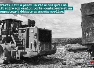 Un camionneur perd la vie sur un site d’enfouissement : la CNESST dévoile les conclusions de son enquête Camion porte-conteneurs stationné près d’un site d’enfouissement, avec machinerie lourde en arrière-plan, pour traduire les conclusions de l'enquête de la CNESST sur le camionneur qui a perdu la vie.