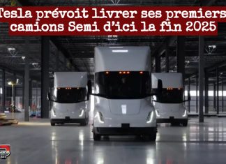 Tesla prévoit sortir de l’usine ses premiers camions Semi d’ici la fin 2025 Vue intérieure de l’usine de Tesla destinée à la production du camion Semi, à Sparks au Nevada.