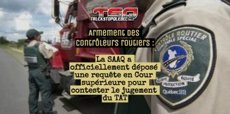 Contrôleurs routiers du Québec : la SAAQ porte l’affaire devant la Cour Supérieure La SAAQ dépose une requête pour contester l’obligation d’armer les constables (photo des contrôleurs routiers).