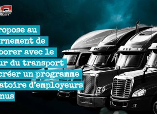 L’Alliance Canadienne du Camionnage presse Ottawa de mieux encadrer l’embauche d’étudiants et de travailleurs étrangers Camions dans un truckstop, représentant le secteur du camionnage canadien en référence à l’Alliance Canadienne du Camionnage qui presse Ottawa de mieux encadrer l’embauche d’étudiants et de travailleurs étrangers