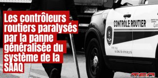 Cul-de-SAAQ : Les contrôleurs routiers sont paralysés en raison de la panne informatique Les contrôleurs routiers du Québec sont complètement paralysés depuis mardi après-midi en raison d’une panne informatique majeure qui touche l’ensemble du système de la Société de l’assurance automobile du Québec (SAAQ).