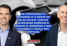 ISAAC maintenant certifiée par le département de la Défense des États-Unis Jacques DeLarochellière, PDG d’ISAAC Instruments, et Sam Sussenguth, chef des ventes, présentent la certification du Département de la Défense des États-Unis pour le transport militaire sensible, grâce à la plateforme télématique ISAAC.