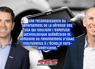 ISAAC maintenant certifiée par le département de la Défense des États-Unis Jacques DeLarochellière, PDG d’ISAAC Instruments, et Sam Sussenguth, chef des ventes, présentent la certification du Département de la Défense des États-Unis pour le transport militaire sensible, grâce à la plateforme télématique ISAAC.