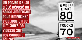 Projet de loi déposé au Sénat américain pour empêcher l’obligation de limiteurs de vitesse sur les camions lourds Panneau de vitesse aux USA, illustrant le débat sur l'obligation de limiteurs de vitesse aux États-Unis et les résultats observés au Canada.