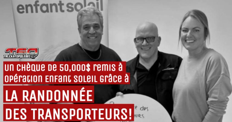 Un chèque de 50,000$ remis à Opération Enfant Soleil grâce à la Randonnée des Transporteurs
