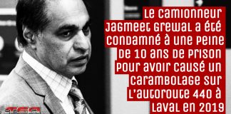 Camionneur condamné à 10 ans de prison pour le carambolage meurtrier sur la 440 à Laval Photo d’archives du camionneur Jagmeet Grewal, responsable du carambolage de la 440 à Laval, impliquant un camion semi-remorque, qui a reçu sa sentence aujourd'hui.
