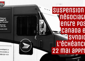 Suspension des négociations entre Postes Canada et le syndicat : l’échéance du 22 mai approche Camion de Postes Canada stationné devant un centre de tri, en contexte de négociation syndicale suspendue.