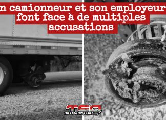 Un camionneur et son employeur font face à de multiples accusations Photos montrant l’état des roues d’un camion lourd après leur détachement sur la route 11 à Mattice-Val-Côté, en Ontario, le 12 mai 2025. L’image met en évidence la défaillance du moyeu de l’essieu avant ayant causé l’incident, et le camionneur a été arrêté. (Source : Police provinciale de l’Ontario)