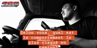 Sécurité routière : les comportements à risque se multiplient, sauf chez les camionneurs mieux outillés Un nouveau rapport sur la sécurité routière de Lytx révèle que les collisions sont en hausse et que les comportements à risque sont plus fréquents chez les camionneurs qui ne bénéficient pas d’un bon encadrement ou d’outils technologiques, symbolisé sur cette image par un conducteur de camion lourds qui utilise son cellulaire au volant.