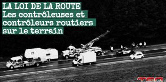 Les contrôleurs routiers du Québec à l’honneur dans une nouvelle série télé sur TÉMOIN Contrôleurs routiers en uniforme sur le terrain, effectuent une vérification de camion sur une route du Québec, image tirée de la série La loi de la route diffusée sur TÉMOIN.