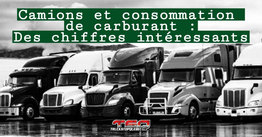 Rangée de camions lourds stationnés dans un truck stop, illustrant les réalités quotidiennes des flottes face aux enjeux de consommation de carburant.
