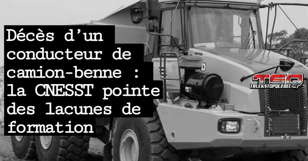 Camion-benne articulé, ou tombereau articulé, tel que dans l'accident qui a causé le décès d'un conducteur sur un chemin forestier en 2024. Voici le rapport de la CNESST.