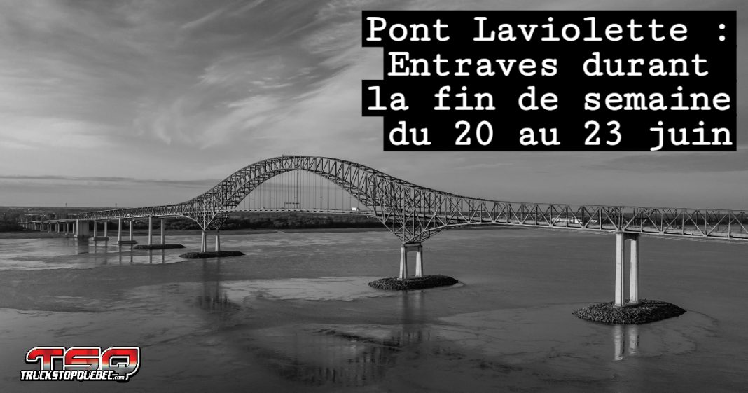 Vue du pont Laviolette à Trois-Rivières, photographié en journée sans travaux ni entraves visibles, ciel dégagé.