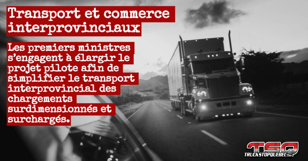 Camion roulant sur l’autoroute au Canada, illustrant les défis du camionnage interprovincial et les barrières commerciales liées aux permis de transport.