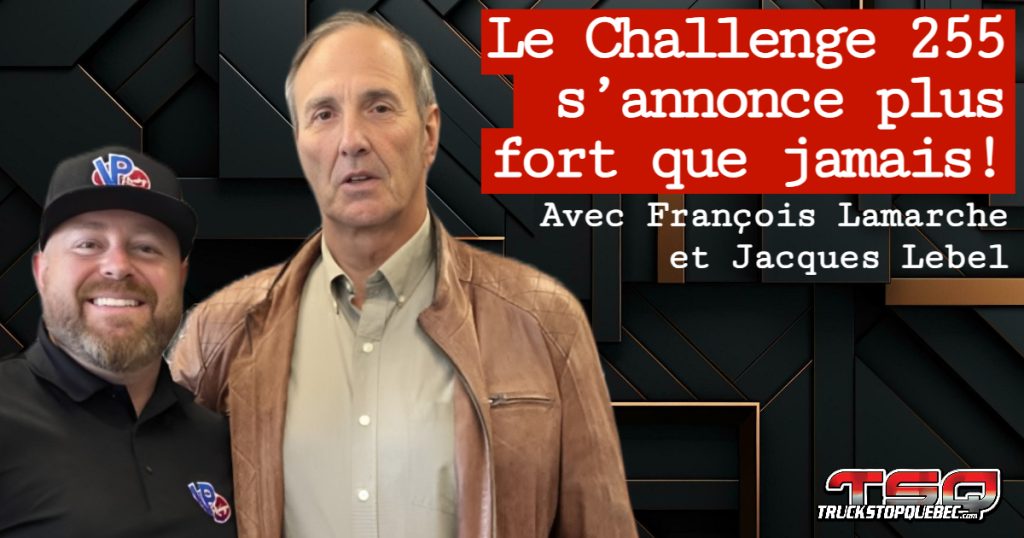 Jacques Lebel, directeur général du Challenge 255, et François Lamarche, président de DL Performance, dans le studio de Truck Stop Québec.