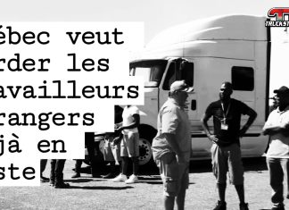 PTET : Québec veut garder les travailleurs étrangers déjà en poste Groupe de travailleurs étrangers dans le camionnage, symbolisant la volonté de maintenir les travailleurs étrangers temporaires du PTET au Québec qui sont déjà à l'emploi à leur poste.
