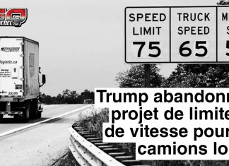 Trump abandonne le projet de limiteurs de vitesse pour les camions lourds Image d'une autoroute aux États-Unis avec un panneau de limites de vitesse, représentant le débat autour des limiteurs de vitesse pour les camions lourds et la décision de l'administration Trump de retirer le projet de règlementation.