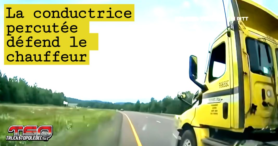 Camion semi-remorque qui traverse l’autoroute au Nouveau-Brunswick, causant un accident en raison d'un malaise médical du conducteur.
