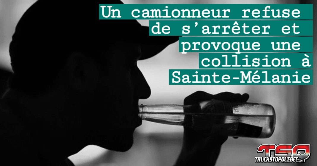 Un camionneur refuse de s’arrêter et provoque une collision à Sainte-Mélanie. (Photo : Ombre d'un homme qui consomme de la boisson).