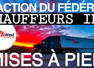 L’inaction du fédéral pousse des mises à pied chez Trans-West Camion Trans-West avec les mots « MISES À PIED », « INACTION DU FÉDÉRAL » et « CHAUFFEURS INC » superposés sur l’image, illustrant la crise actuelle dans l’industrie du transport et les impacts des décisions politiques.