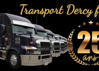 Transport Dercy : 25 ans de fierté beauceronne sur les routes de l’Amérique du Nord Transport Dercy : 25 ans de fierté beauceronne sur les routes de l’Amérique du Nord (photo des camions de Transport Dercy).