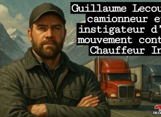 Guillaume Lecours : camionneur et instigateur d’un mouvement contre Chauffeur Inc Affiche crée par Guillaume Lecours, camionneur, qui a créé un mouvement contre le stratagème Chauffeur Inc.