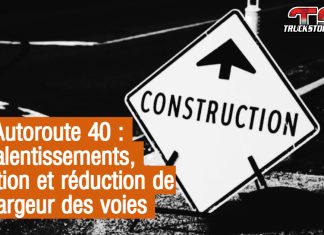 Autoroute 40 : Ralentissements, déviation et réduction de la largeur des voies dès le 26 juillet Graphique pour annoncer les travaux à prévoir sur l'autoroute 40 - déviation et réduction des voies de circulation.