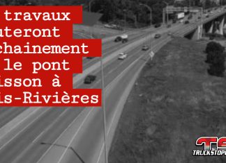 Pont Radisson : Des travaux de réparation débuteront bientôt sur l’autoroute 40 à Trois-Rivières Vue en direct du pont Radisson captée par une caméra de circulation, montrant la structure au-dessus de l’autoroute 40 à Trois-Rivières.