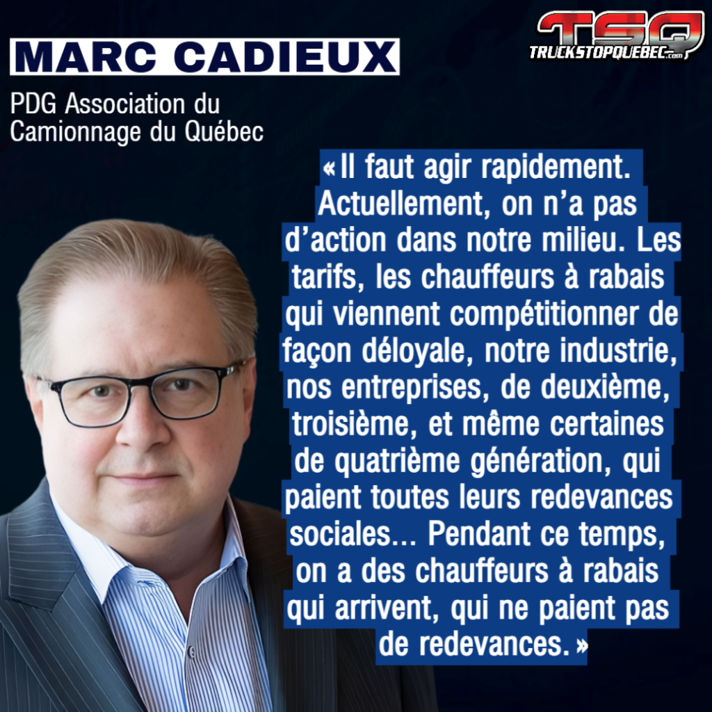 Marc Cadieux de L'ACQ au 98,5 FM sur les tarifs douaniers et le stratagème Chauffeur Inc. ou Chauffeurs à rabais.