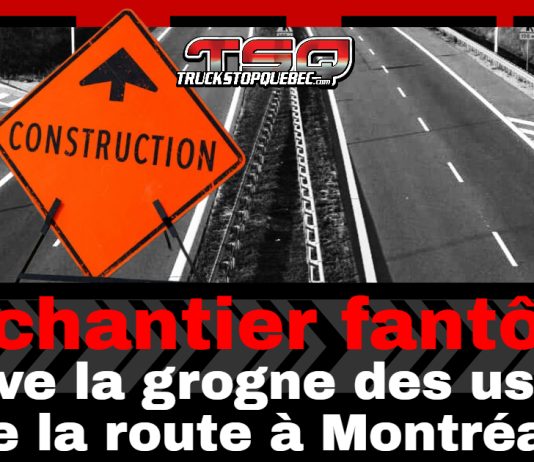 Des chantiers fantômes soulèvent la grogne des usagers de la route à Montréal Chantiers fantômes : un panneau orange de construction sur une autoroute déserte, avec le titre « un chantier fantôme soulève la grogne des usagers de la route à Montréal