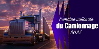 Semaine Nationale du Camionnage 2025 Camion sur la route, symbole de la Semaine nationale du camionnage 2025 et du rôle essentiel des camionneurs et camionneuses dans l’industrie du transport.