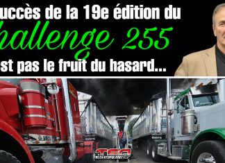 Challenge 255 : La stratégie de Jacques Lebel pour un événement toujours plus fort Portrait de Jacques Lebel accompagné du texte « Le succès de la 19e édition du Challenge 255 n’est pas le fruit du hasard », avec en arrière-plan des camions de course lors de l’événement de Baie-du-Febvre.